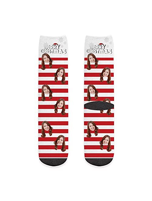 Yjwlo Custom Socks Personalized Christmas Socks With Face or Pet Photo Custom Christmas Stocking