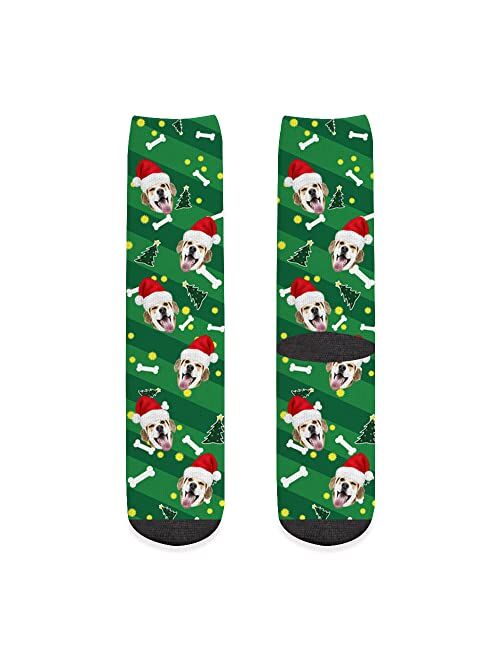 Yjwlo Custom Socks Personalized Christmas Socks With Face or Pet Photo Custom Christmas Stocking