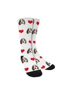 Annhomeart Custom Socks Print Your Photo Pet Dog Face Personalized Crew Socks for Men Women