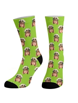 Dreamdecor Custom Funny Socks with Photo Novelty Face Crew Socks Personalized Funny Gifts for Men Women Kids