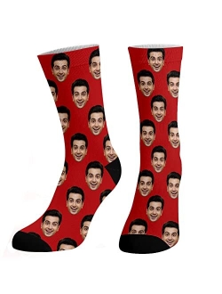 Dreamdecor Custom Funny Socks with Photo Novelty Face Crew Socks Personalized Funny Gifts for Men Women Kids