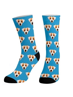 Dreamdecor Custom Funny Socks with Photo Novelty Face Crew Socks Personalized Funny Gifts for Men Women Kids