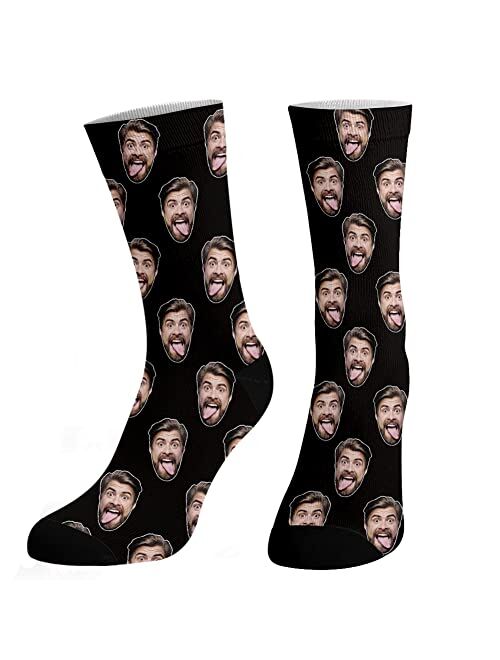 Dreamdecor Custom Funny Socks with Photo Novelty Face Crew Socks Personalized Funny Gifts for Men Women Kids