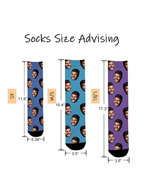 Dreamdecor Custom Funny Socks with Photo Novelty Face Crew Socks Personalized Funny Gifts for Men Women Kids