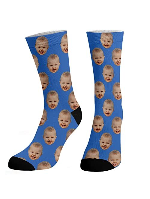 Dreamdecor Custom Funny Socks with Photo Novelty Face Crew Socks Personalized Funny Gifts for Men Women Kids