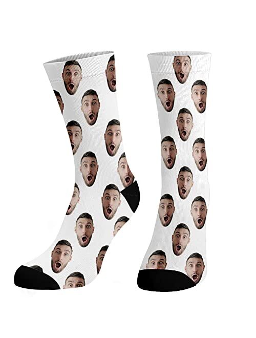 Dreamdecor Custom Funny Socks with Photo Novelty Face Crew Socks Personalized Funny Gifts for Men Women Kids