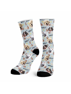 Artsadd Custom Face Socks with Picture, Personalized Socks with Dog Cat Photo, Customized Unisex Funny Gifts for Men Women