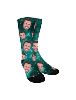 ShineSand Custom Face Socks with Picture, Personalized Socks with Photo Customized Unisex Funny Crew Sock Gifts for Men Women