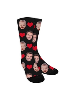 ShineSand Custom Face Socks with Picture, Personalized Socks with Photo Customized Unisex Funny Crew Sock Gifts for Men Women