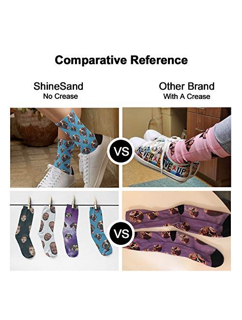 ShineSand Custom Face Socks with Picture, Personalized Socks with Photo Customized Unisex Funny Crew Sock Gifts for Men Women