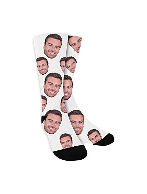 ShineSand Custom Face Socks with Picture, Personalized Socks with Photo Customized Unisex Funny Crew Sock Gifts for Men Women