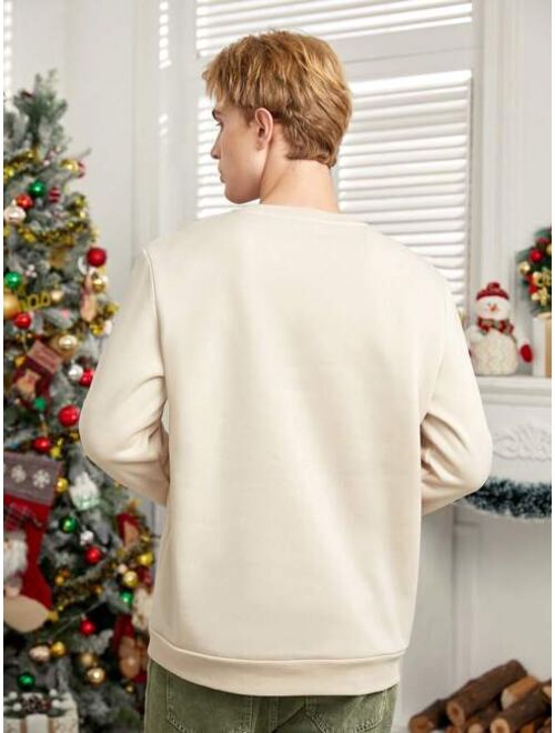 SHEIN Men Christmas Print Thermal Lined Sweatshirt