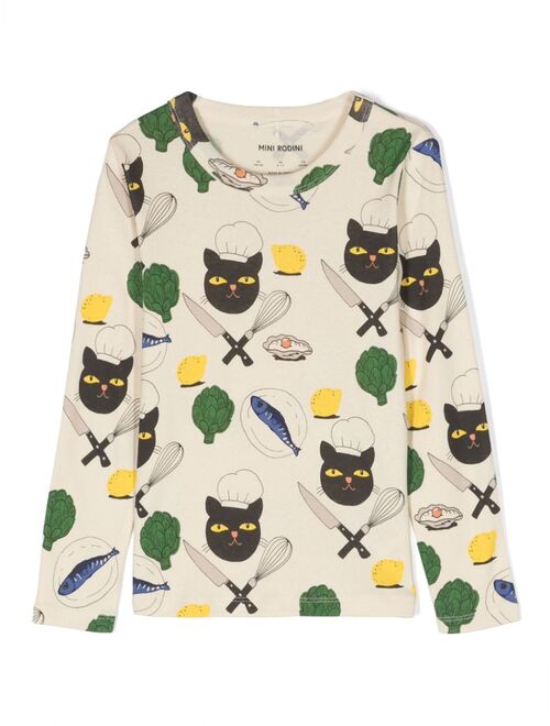 Mini Rodini Chef Cat long-sleeve T-shirt