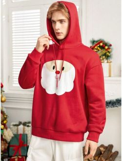 Shein Manfinity Hypemode Men Christmas Print Drop Shoulder Drawstring Hoodie