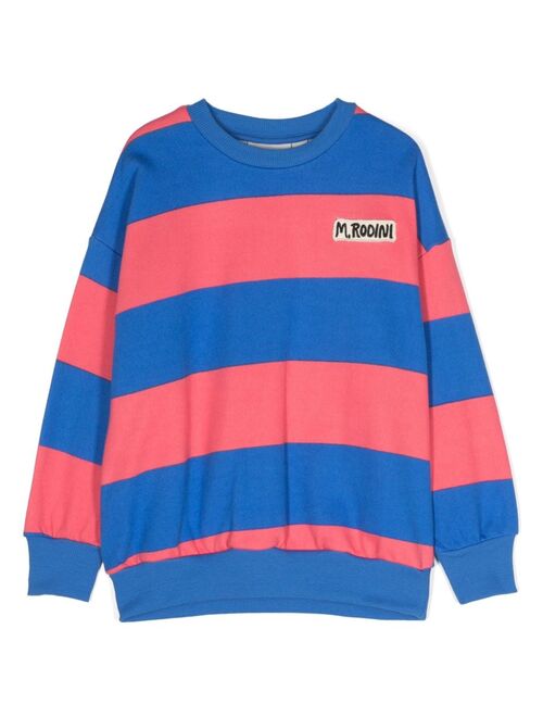 Mini Rodini logo-patch striped cotton jumper