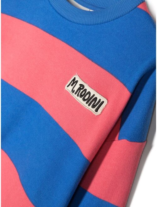 Mini Rodini logo-patch striped cotton jumper