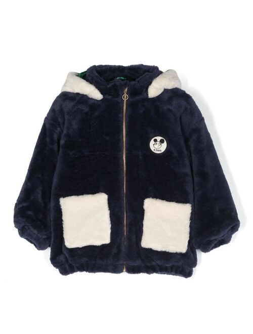 Mini Rodini slogan-motif faux-fur jacket