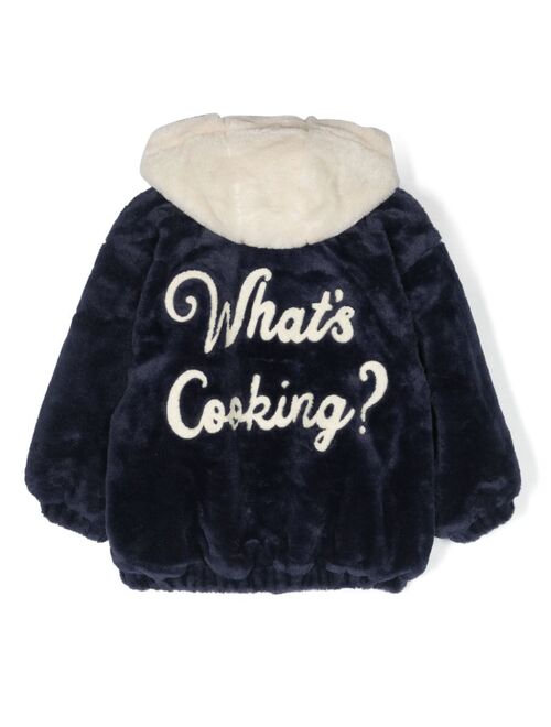 Mini Rodini slogan-motif faux-fur jacket