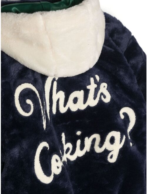 Mini Rodini slogan-motif faux-fur jacket