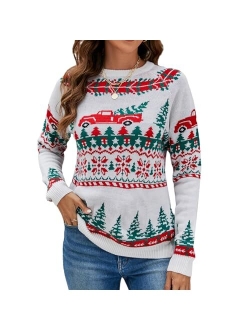 LUBOT 2023 New Ugly Christmas Sweaters for Men Cute Fuzzy Funny Wintertime and Holiday Parties Knitted Pullover Sweater