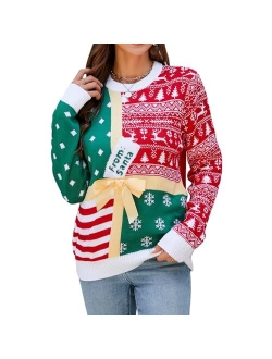 LUBOT 2023 New Ugly Christmas Sweaters for Men Cute Fuzzy Funny Wintertime and Holiday Parties Knitted Pullover Sweater