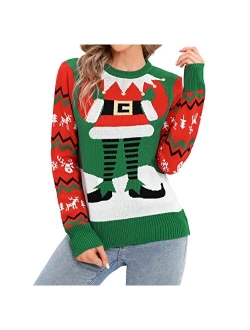 LUBOT 2023 New Ugly Christmas Sweaters for Men Cute Fuzzy Funny Wintertime and Holiday Parties Knitted Pullover Sweater