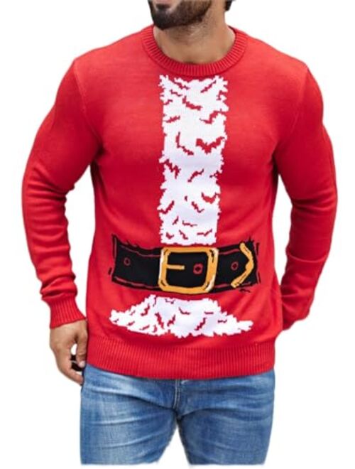 LUBOT 2023 New Ugly Christmas Sweaters for Men Cute Fuzzy Funny Wintertime and Holiday Parties Knitted Pullover Sweater