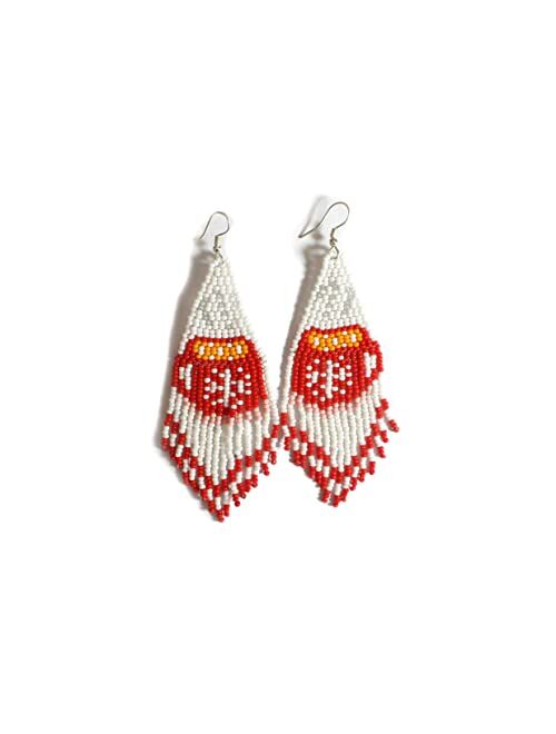 buybeaded Christmas Beaded Earrings for Women Handmade Bead Santa Clause Drop & Dangle Fringe Earrings for Women and Girls Christmas Gifts (Craft Corner-Eva6)