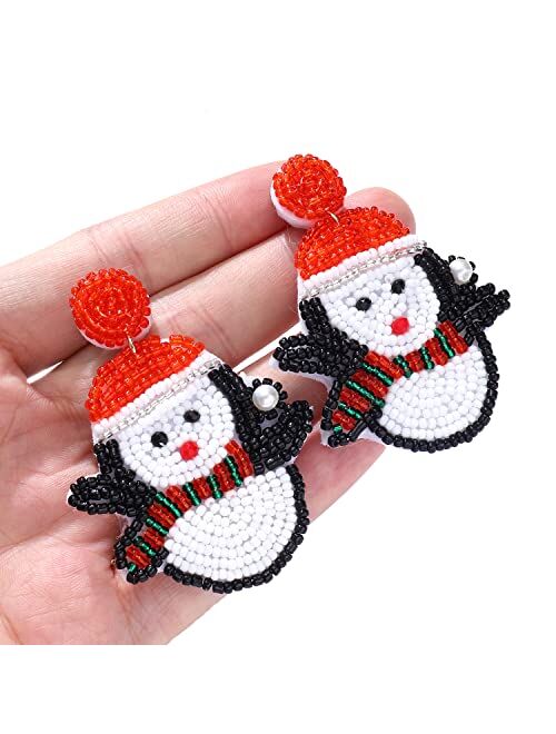 Glbcc Christmas Dangle Earrings Hypoallergenic Beaded Christmas Ugly Sweater Penguin Drop Earrings Handmade Fun Winter Xmas Jewelry Festival Holiday Gift for Women