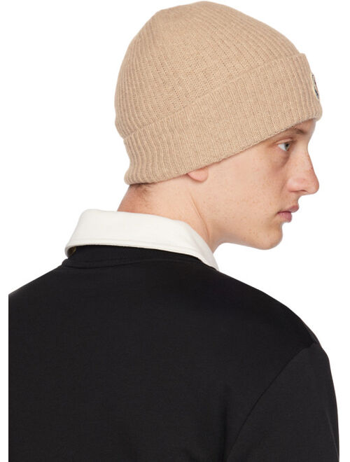 MONCLER Beige Rolled Brim Beanie