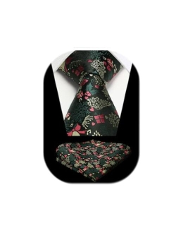 Christmas Ties for Men Holiday Festival Funny Tie and Pocket Square Set Vacation Xmas Party Necktie Handkerchief