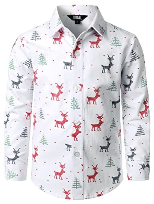 JOGAL Men's Christmas Santa Claus Party Long Sleeve Button Down Shirts