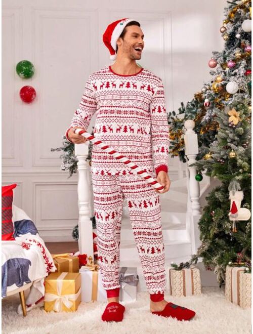 Shein Men Family Matching Christmas Print PJ Set