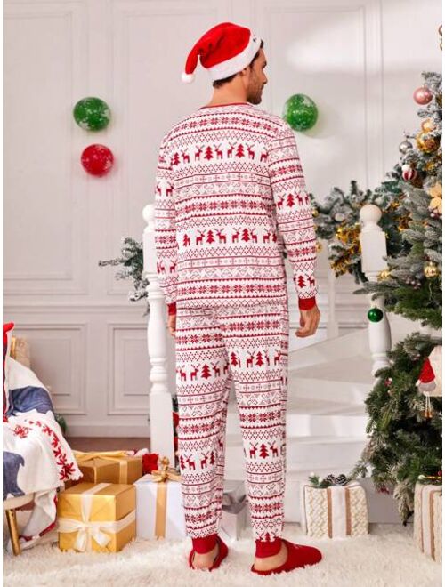 Shein Men Family Matching Christmas Print PJ Set