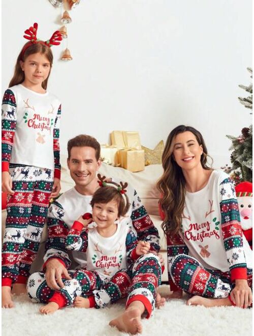 Shein Men Family Matching Christmas Print PJ Set