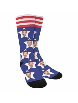 M YESCUSTOM Custom Face Crew Sockss with Photo, Personalized Birthday Socks, Unisex Funny Crew Sock Gifts for Men and Women