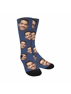 M YESCUSTOM Custom Face Crew Sockss with Photo, Personalized Birthday Socks, Unisex Funny Crew Sock Gifts for Men and Women