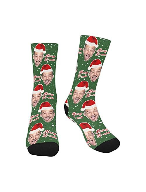 M YESCUSTOM Custom Face Crew Sockss with Photo, Personalized Birthday Socks, Unisex Funny Crew Sock Gifts for Men and Women