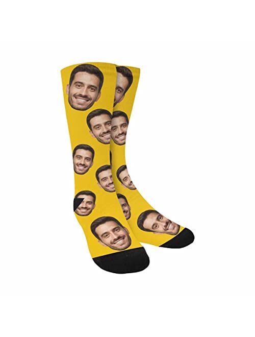 M YESCUSTOM Custom Face Crew Sockss with Photo, Personalized Birthday Socks, Unisex Funny Crew Sock Gifts for Men and Women