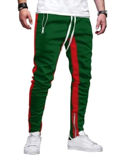 JMIERR Men's Joggers Pants Elastic Waist Drawstring Tapered Sweatpants Lightweight Track Pants with Zipper Pockets