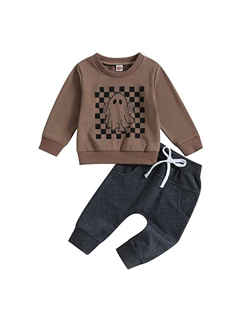 LIOMENGZI Baby Boy Halloween Pants Outfits Long Shirts Pumpkin Sweatshirt Pants Infant Boys Fall Halloween Clothes Set