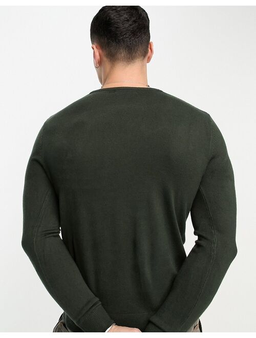 French Connection soft touch crew neck sweater in dark green