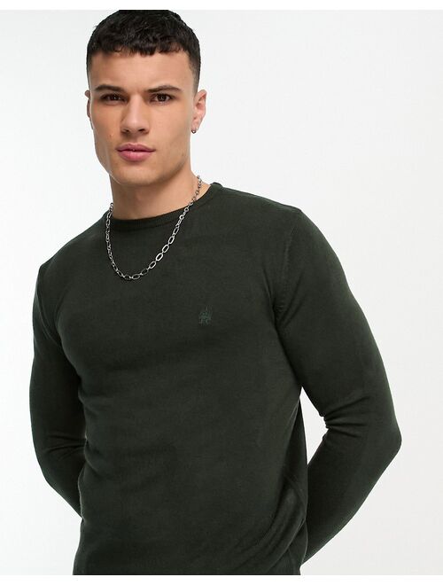 French Connection soft touch crew neck sweater in dark green