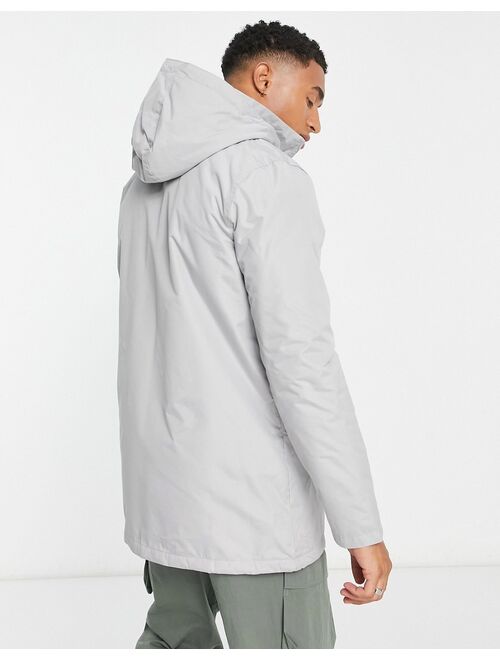 French Connection lined trench jacket with hood in light gray