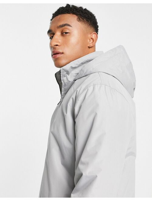 French Connection lined trench jacket with hood in light gray