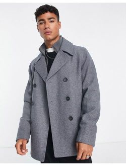 double breasted peacoat with inner in light gray