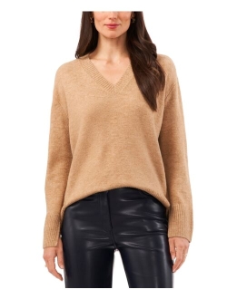 Women's V-Neck Ribbed-Edge Sweater