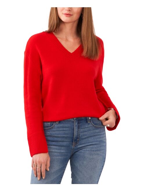 Vince Camuto Women's V-Neck Ribbed-Edge Sweater