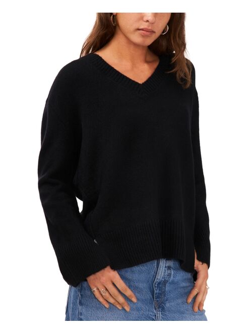 Vince Camuto Women's V-Neck Ribbed-Edge Sweater