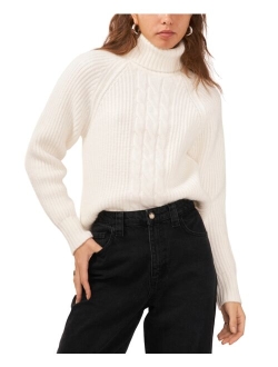 Women's Turtleneck Back-Cutout Raglan-Sleeve Sweater